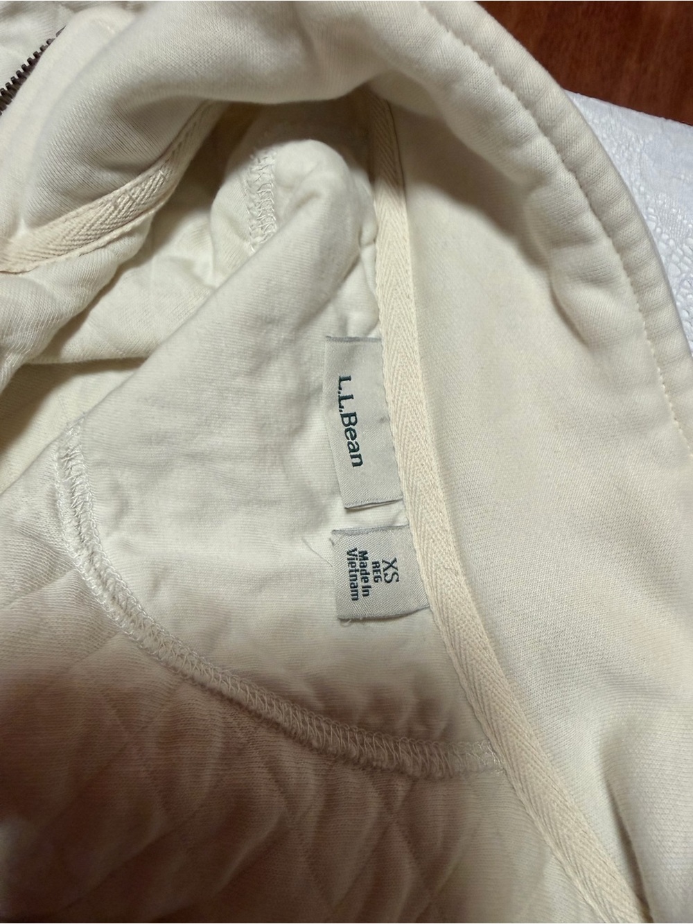 L.L.Bean Cream Quilted Quarter Zip Pullover Sweatshirt XS - Picture 7 of 7